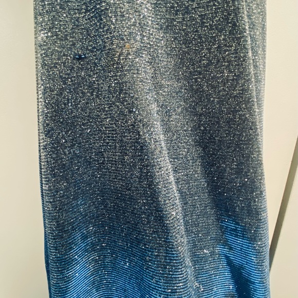 Metallic Blue Formal Evening Gown - Picture 10 of 12